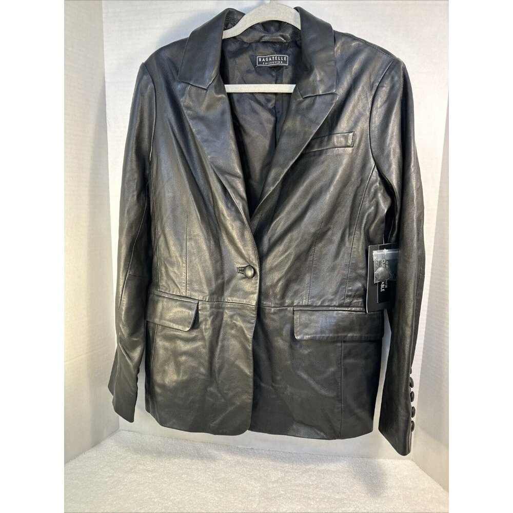 Bagatelle Size M 100% Leather Tailored Jacket Black TIMELESS, SOPHISTICATED!!🤩